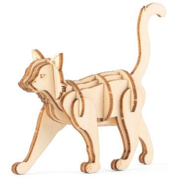 Puzzle 3D din lemn  Kikkerland din 15 piese - pisică