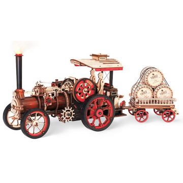 Puzzle 3D din lemn Robo Time din 469 piese - Mașină cu abur