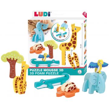 Puzzle 3D educativ Ludi - Animale, 18 piese