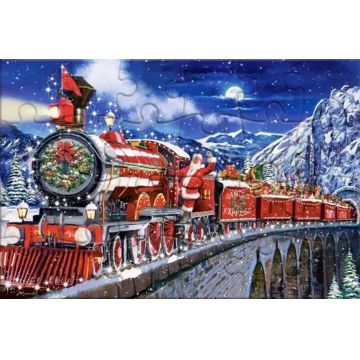 Puzzle-carte poştală Castorland din 24 piese - Moș Crăciun sosește