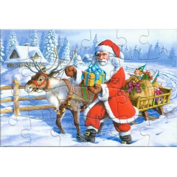 Puzzle-carte poştală Castorland din 24 piese - Renii lui Moș Crăciun