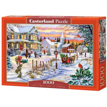Puzzle Castorland din 1000 piese - Vine bradul de Crăciun
