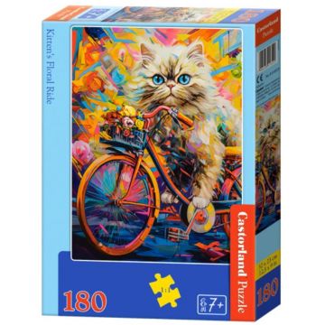 Puzzle Castorland din 180 piese - Călătoria colorată a pisicii