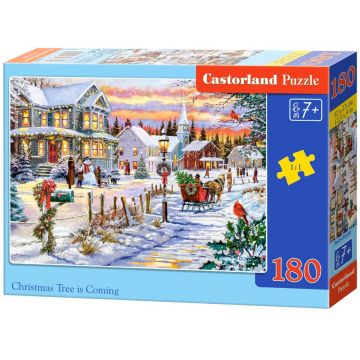Puzzle Castorland din 180 piese - Vine bradul de Crăciun
