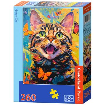 Puzzle Castorland din 260 piese - Pisică fericită