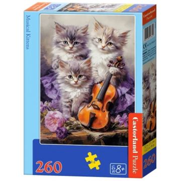 Puzzle Castorland din 260 piese - Pisicuțe muzicale