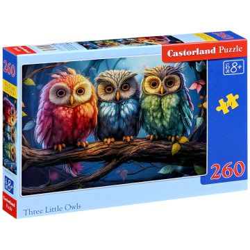 Puzzle Castorland din 260 piese - Trei bufnițe mici