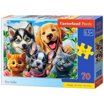Puzzle Castorland din 70 piese - Selfie-uri cu animale de companie