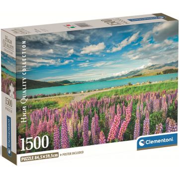 Puzzle Clementoni din 1500 piese - Lupini de lângă Lacul Tekapo