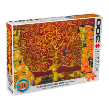 Puzzle cu efect 3D Eurographics din 300 de piese - Copacul vieții de Klimt