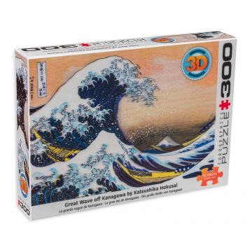 Puzzle cu efect 3D Eurographics din 300 de piese - Marele val din Kanagawa