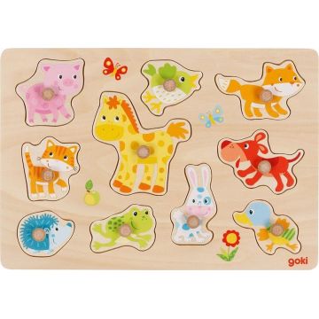Puzzle cu mânere Goki - Animale pentru copii