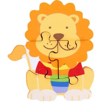 Puzzle din lemn Orange Tree Toys - Leu, 4 piese