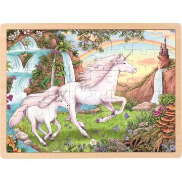 Puzzle din lemn pentru copii Goki - Unicorn, 48 de piese