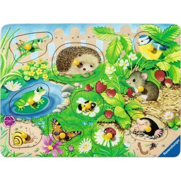 Puzzle din lemn pentru copii Ravensburger din 10 piese - Prieteni din grădină