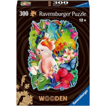 Puzzle din lemn  Ravensburger din 300 piese - Păsări frumoase