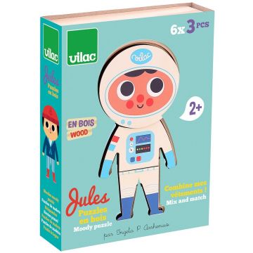 Puzzle din lemn Vilac - Îmbrăcați un băiat în design de Ingela P. Arrhenius