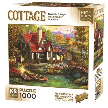 Puzzle KS Games din 1000 piese - Casă lângă râu