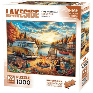 Puzzle KS Games din  1000 piese - Foc de tabără la apus