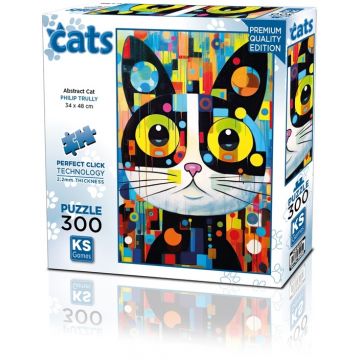 Puzzle  KS Games din  300 piese- Pisică abstractă
