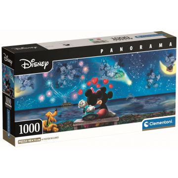 Puzzle panoramic Clementoni din 1000 piese - Mickey și Minnie Mouse