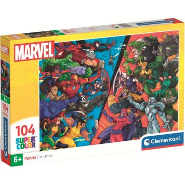 Puzzle pentru copii Clementoni din 104 piese - Eroi vs. Răufăcători