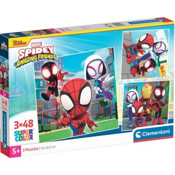 Puzzle pentru copii Clementoni din 3 x 48 piese - Spidey și prietenii săi minunați