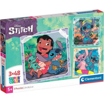 Puzzle pentru copii  Clementoni din 3 x 48 piese - Stitch