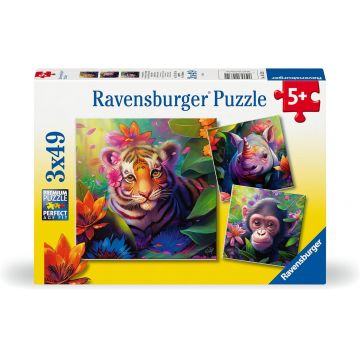 Puzzle pentru copii  Ravensburger 3 x 49 piese - Bebeluși în junglă