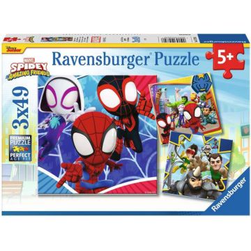 Puzzle pentru copii Ravensburger  3 x 49 piese - Spidey și prietenii săi minunați