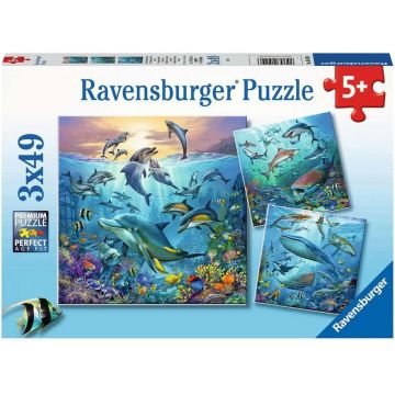 Puzzle pentru copii  Ravensburger 3 x 49 piese - Viața în ocean