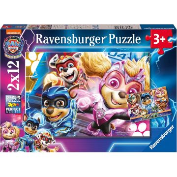Puzzle pentru copii Ravensburger  din 2 x 12 piese - Paw Patrol:Super film