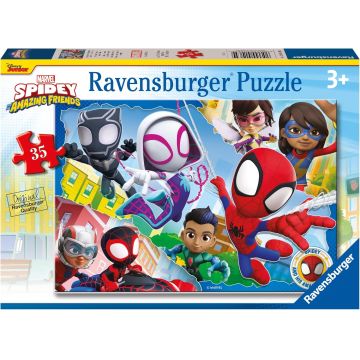 Puzzle pentru copii Ravensburger  din 35 piese - Spidey și prietenii săi minunați