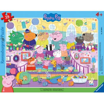 Puzzle pentru copii  Ravensburger din 39 de părți - Petrecere în familie cu Peppa și prietenii