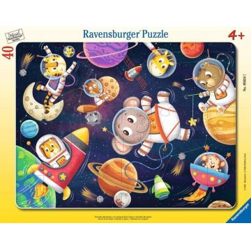 Puzzle pentru copii Ravensburger  din 40 piese - Animal astronauts