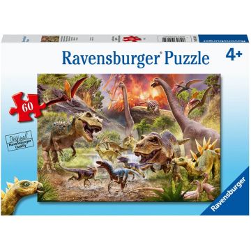 Puzzle pentru copii Ravensburger  din 60 piese - Bătălia dinozaurilor