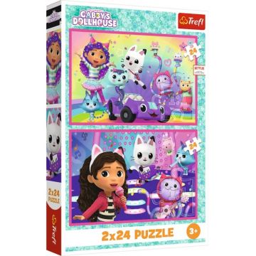 Puzzle pentru copii Trefl din 2 x 24 piese - Joacă cu Gabby