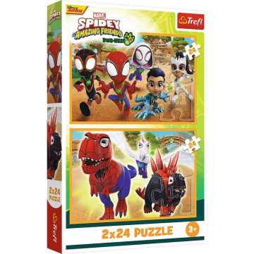 Puzzle pentru copii Trefl din 2 x 24 piese - Spidey și dinozaurii