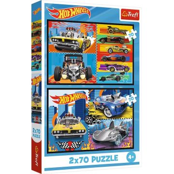 Puzzle pentru copii Trefl din 2 x 70 piese - Hot Wheels