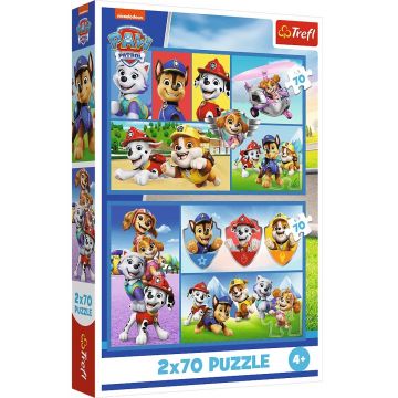 Puzzle pentru copii Trefl din 2 x 70 piese - Patrula căţeluşilor