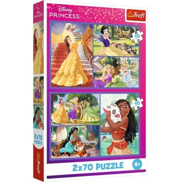 Puzzle pentru copii Trefl din 2 x 70 piese - Zilele de poveste a prințesele Disney