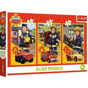 Puzzle pentru copii Trefl din 3 x 50 piese - Pompierul Sam