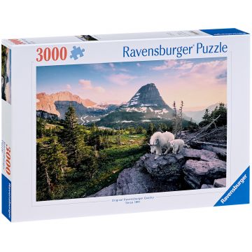 Puzzle Ravensburger din 3000 piese - Capră alpină cu pui