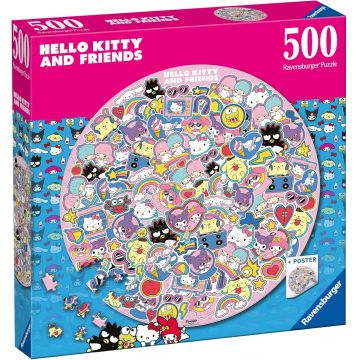 Puzzle rotund Ravensburger din 500 piese - Hello Kitty și prietenii