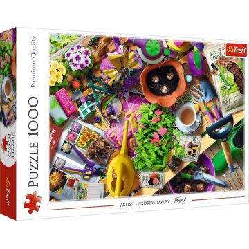 Puzzle Trefl din 1000 piese - Curățenie în grădina
