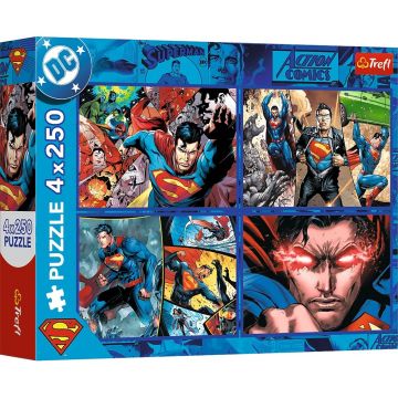 Puzzle Trefl din 4 x 250 piese - Curajul lui Superman