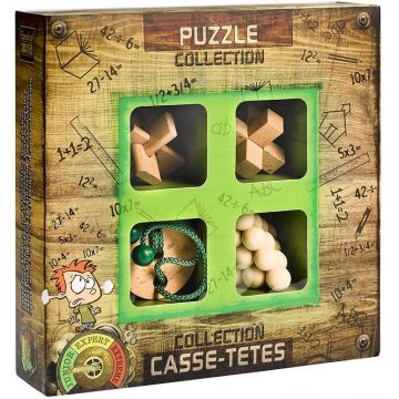 Set de puzzle-uri logice din lemn Eureka - 4 Wood Puzzles Set, Junior