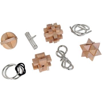 Set de puzzle-uri logice din lemn și metal Eureka - Brain Busters