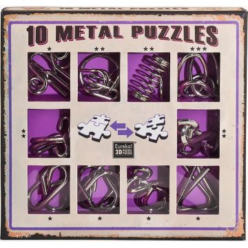 Set puzzle-uri de logica metalice Eureka - 10 Metal Puzzles Set, violet