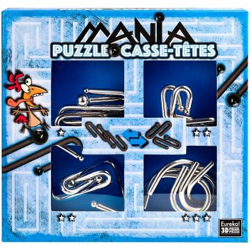 Set puzzle-uri de logica metalice Eureka - Puzzle Mania Casse-tetes, albastru
